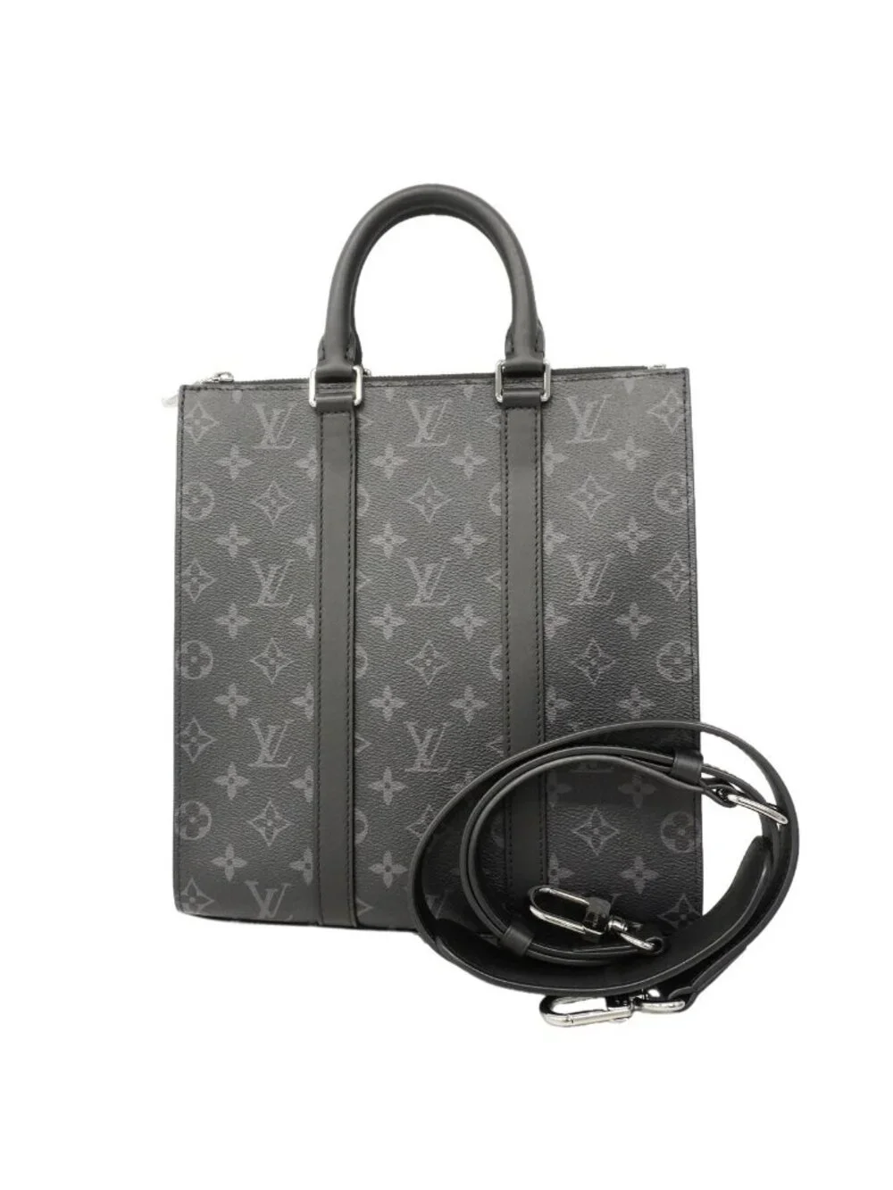 Louis Vuitton Handbag Monogram Eclipse Sac Plat Cross Black 2-Way Bag